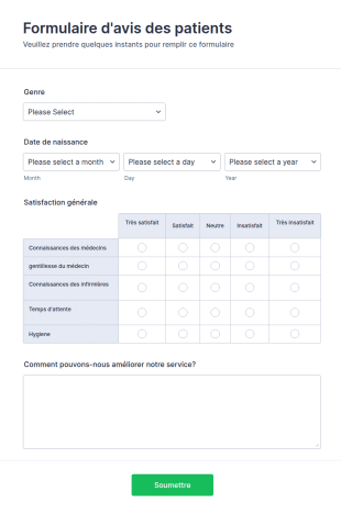 Formulaire D'avis Des Patients
