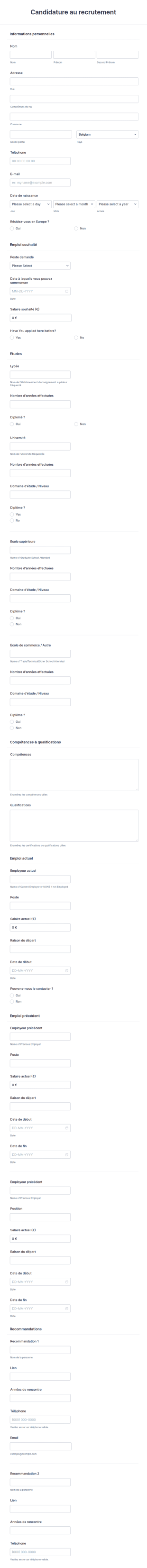Formulaire De Candidature Au Recrutement
