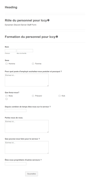 Formulaire De Candidature Du Personnel Discord