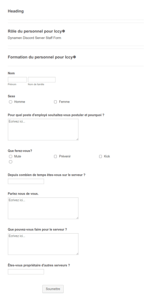 Formulaire De Candidature Du Personnel Discord