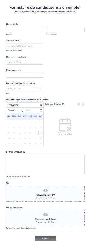 Formulaire De Candidature En Ligne