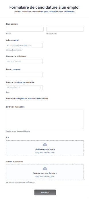 Formulaire De Candidature En Ligne