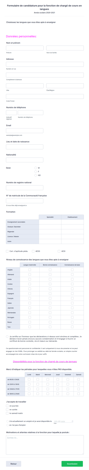 Formulaire De Candidature