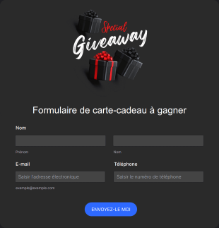 Formulaire De Carte Cadeau à Gagner