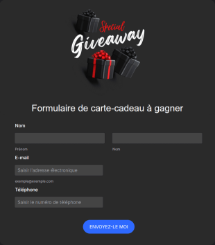 Formulaire De Carte Cadeau à Gagner