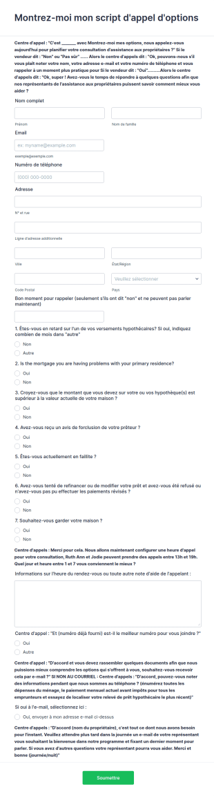 Formulaire De Centre D'appels