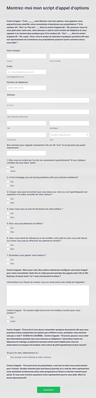 Formulaire De Centre D'appels Form Template