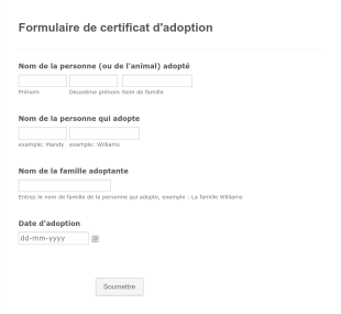 Formulaire De Certificat D'adoption