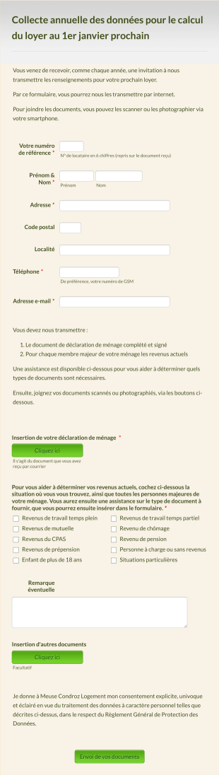 Formulaire De Collecte Des Informations Liées Aux Revenus Form Template