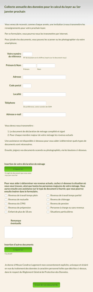 Formulaire De Collecte Des Informations Liées Aux Revenus
