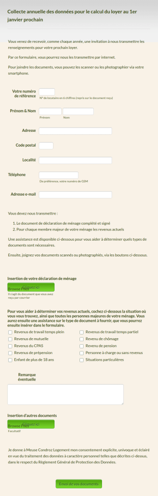 Formulaire De Collecte Des Informations Liées Aux Revenus