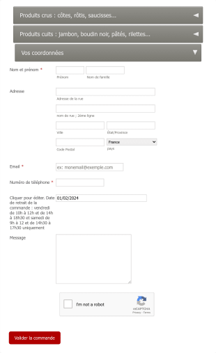 Formulaire De Commande De Charcuterie Form Template