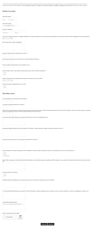 Formulaire De Commande De Conception De Site Web