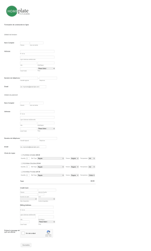 Formulaire De Commande De Nourriture En Ligne Form Template