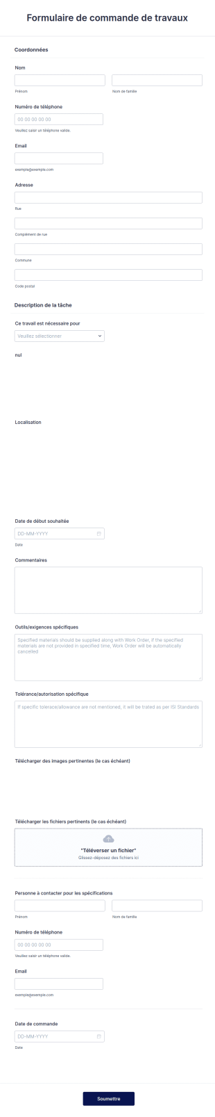 Formulaire De Commande De Travaux