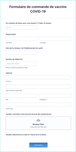 Formulaire De Commande De Vaccins COVID 19