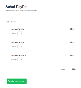 Modèle Formulaire & Bon De Commande Paypal