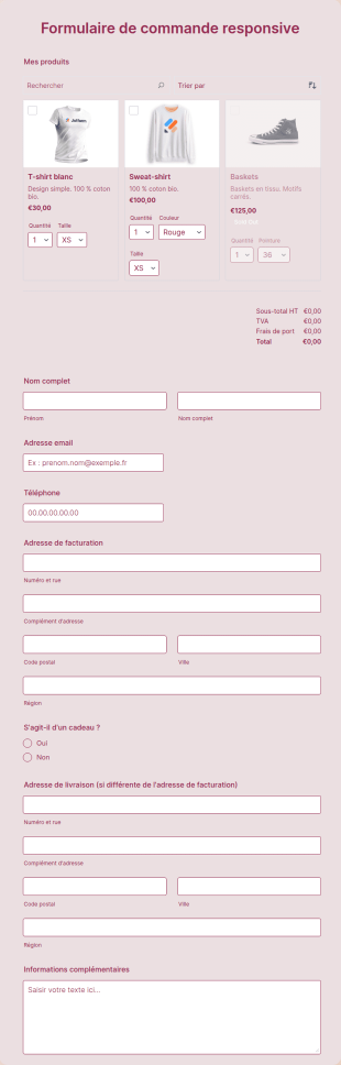 Formulaire De Commande Responsive