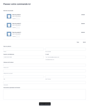 Formulaire De Commande Simple Et Personnalisé Form Template