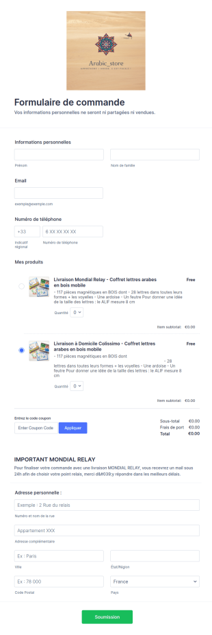 Formulaire De Commande Montessori