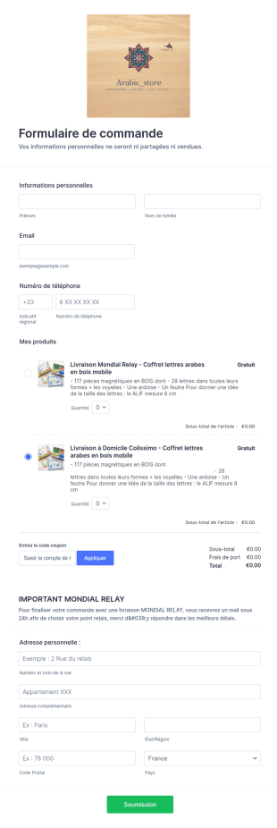Formulaire De Commande Montessori