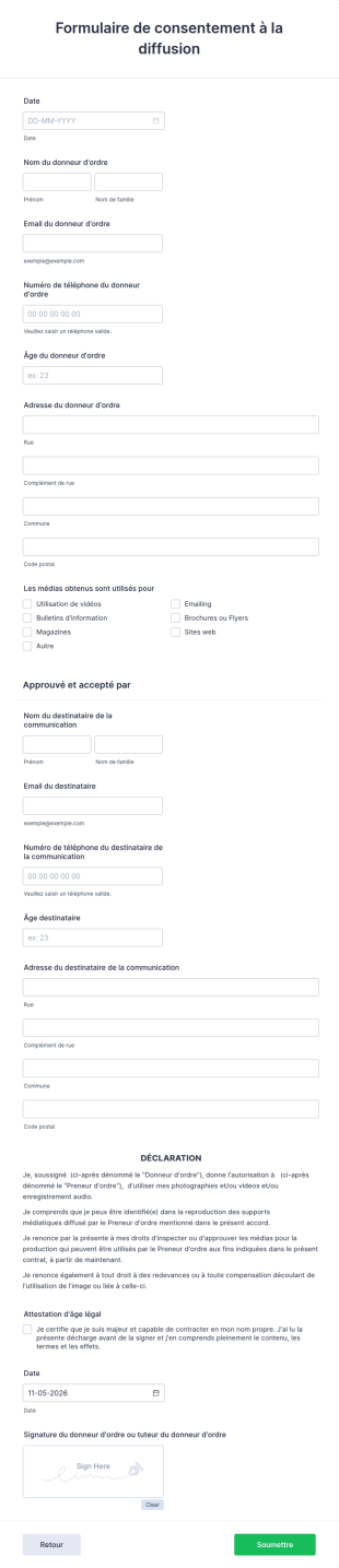 Formulaire De Consentement à La Diffusion