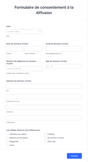 Formulaire De Consentement à La Diffusion