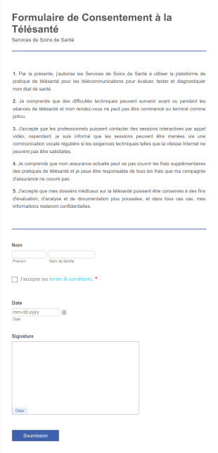 Formulaire De Consentement à La Télésanté Form Template