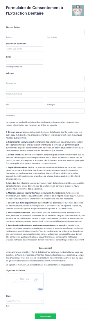 Formulaire De Consentement à L'Extraction Dentaire