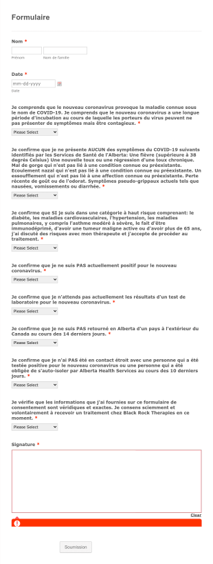 Formulaire De Consentement Au Traitement COVID 19