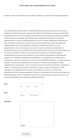 Formulaire De Consentement Du Client