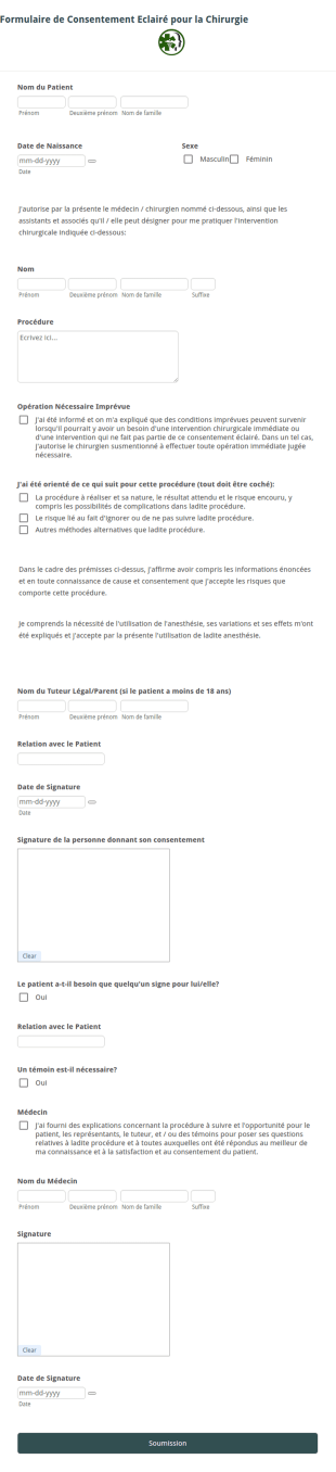 Formulaire De Consentement Eclairé Pour La Chirurgie