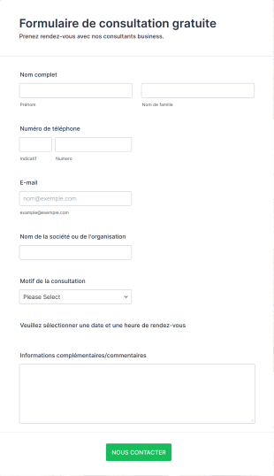 Formulaire De Consultation Gratuite Form Template