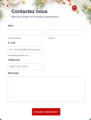 Formulaire De Contact Aux Couleurs De Noël