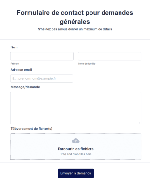 Formulaire De Contact Pour Demandes Générales