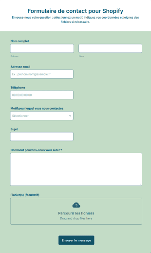 Formulaire De Contact Pour Shopify