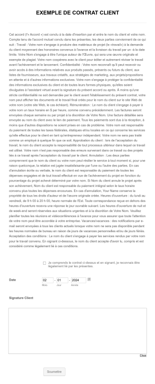 Formulaire De Contrat D'assistant Virtuel Form Template