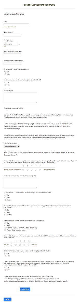 Formulaire De Contrôle D'assurance Qualité