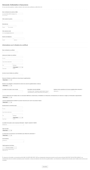 Formulaire De Demande D'attestation D'assurance