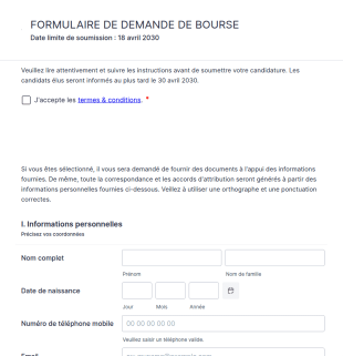 Formulaire De Demande De Bourse