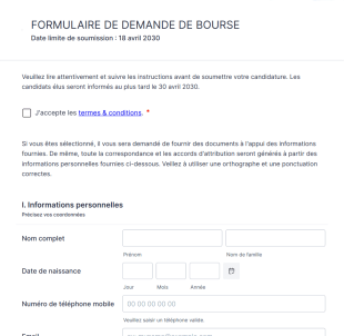 Formulaire De Demande De Bourse