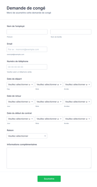 Formulaire De Demande De Congé Form Template