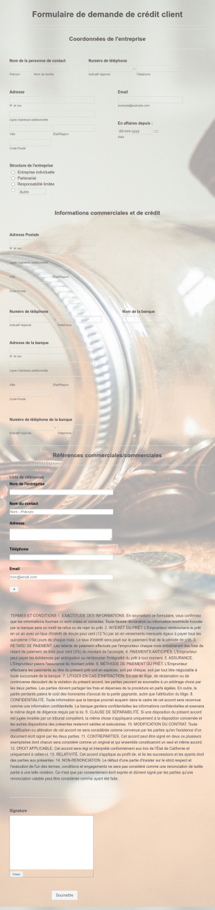 Formulaire De Demande De Crédit Client
