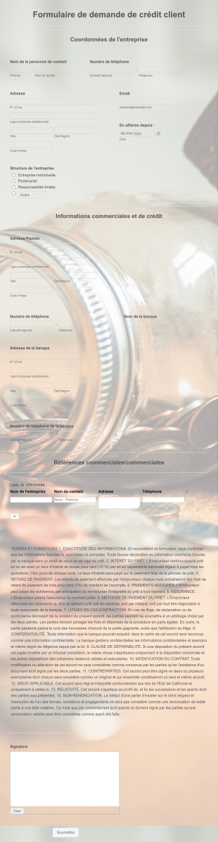 Formulaire De Demande De Crédit Client