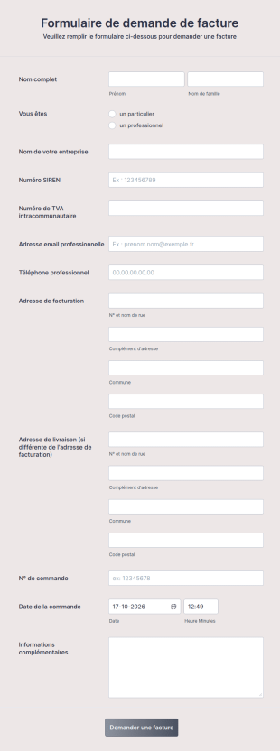 Formulaire De Demande De Facture