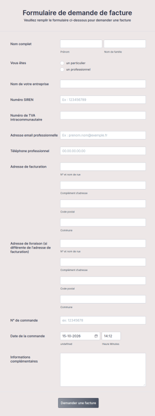 Formulaire De Demande De Facture