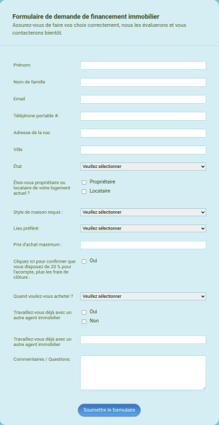 Formulaire De Demande De Financement Immobilier