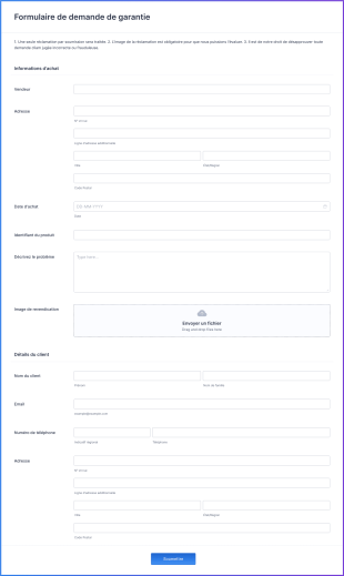 Formulaire De Demande De Garantie Form Template