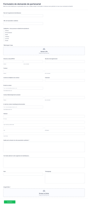 Formulaire De Demande De Partenariat Caritatif Form Template