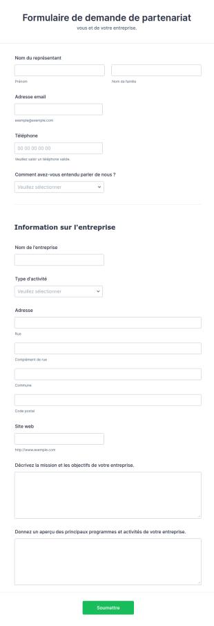 Formulaire De Demande De Partenariat
